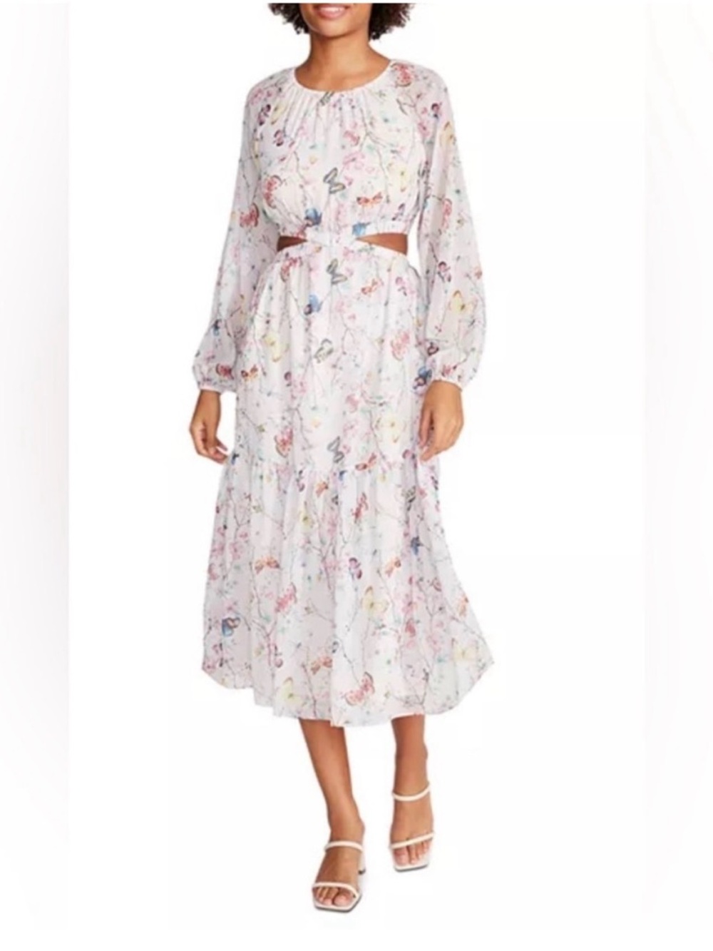 Steve Madden Floral Butterfly Cutout Midi Dress